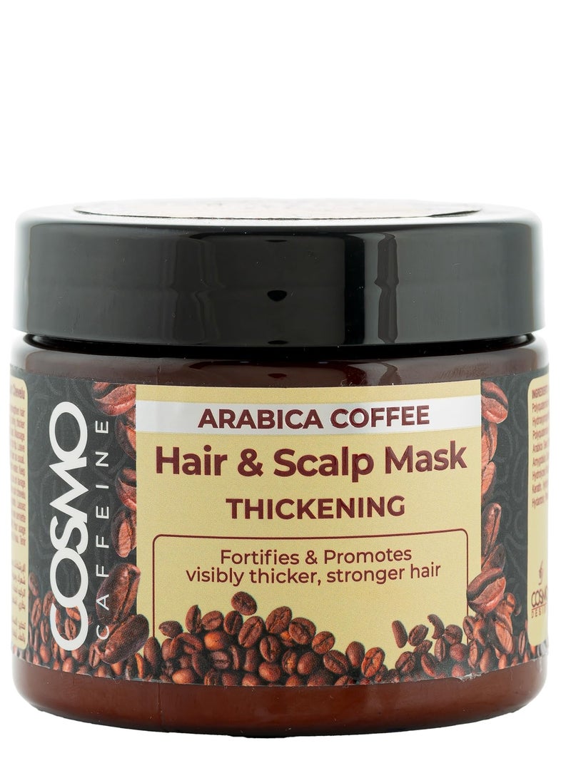 كوزمو قناع كوزمو كافيين أرابيكا الرغوي للشعر وفروة الرأس 300 مل، خالي من البارابين، يقوي ويعزز سمكًا بشكل واضح، للاستخدام اليومي.