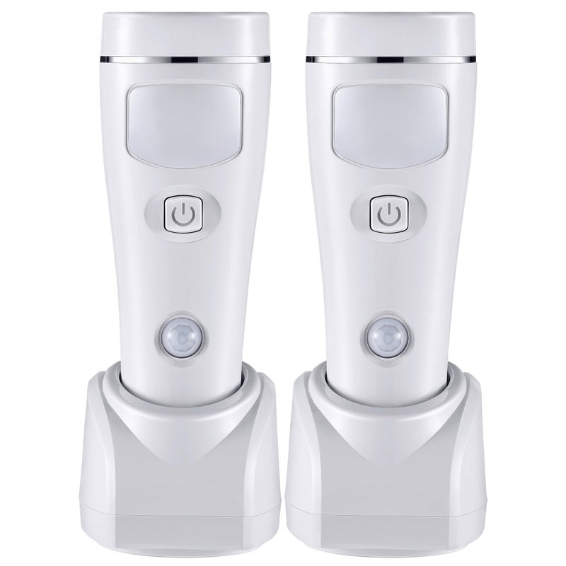 Enhon 4 in 1 LED Emergency Lights for Home Power Failure, 2 Pack Rechargeable Plug in Flashlight Motion Sensor Night Light, Automatic Turn On Power Outage Light for Home Hurricane Supplies(White) - Image 1