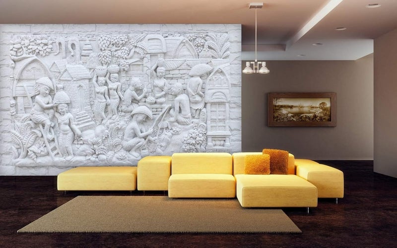 999Store 3D Print Latest Door Living room Bed Room Home Hall wall stickers Sheet roll mural wallpaper 3d Village and Working People Mural wallpaper for walls Vinyl Self Adhesive 72X48 Inches NonW6401350