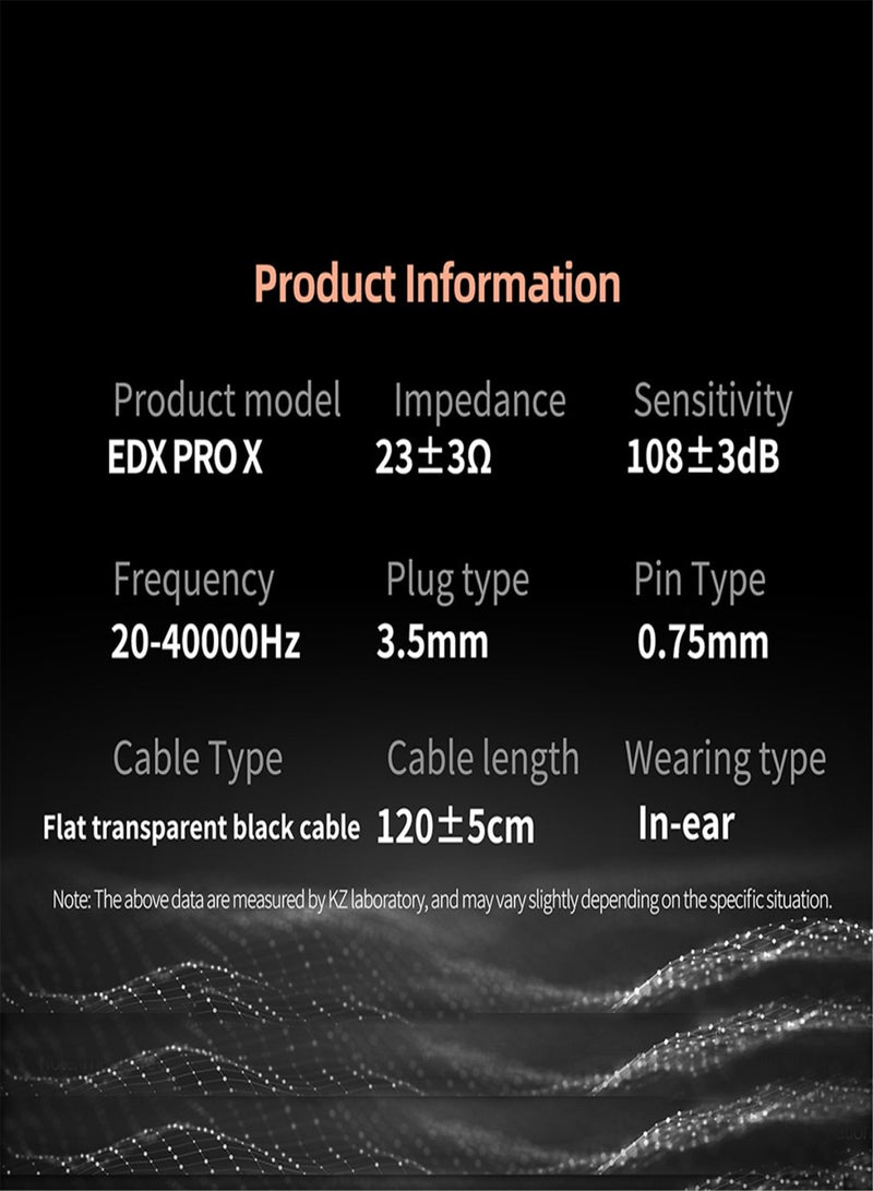 كي زد سماعات أذن KZ EDX Pro X داخل الأذن مزودة بمراقبة المسرح ووحدة ديناميكية مغناطيسية مزدوجة وسماعات أذن صدمات باس مع كابل قابل للفصل 0.75 مم وسماعة رأس سلكية مريحة (بدون ميكروفون) - Image 5