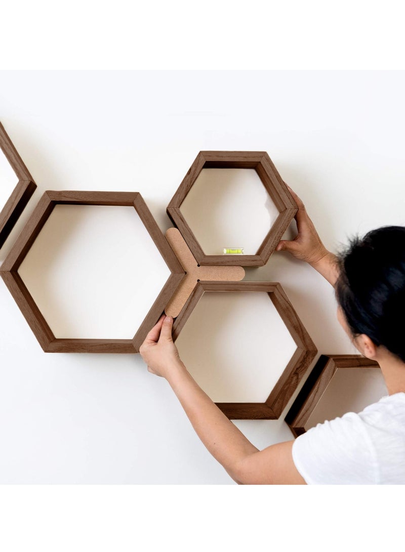 XiuWoo 3 Pack Honeycomb Style Unique Personalized Wood Wall Mounted Floating Shelves, Boho Shelves, Hanging Shelf Storage Rack, Home Display Rack, Plant Shelf, Home Storage Rack for Home, Office  - Image 3