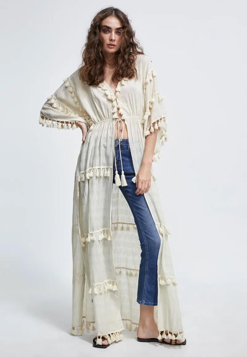 Lola Casademunt Long caftan with pompoms