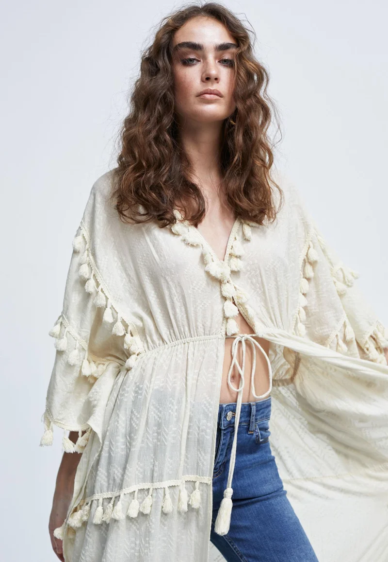 Lola Casademunt Long caftan with pompoms