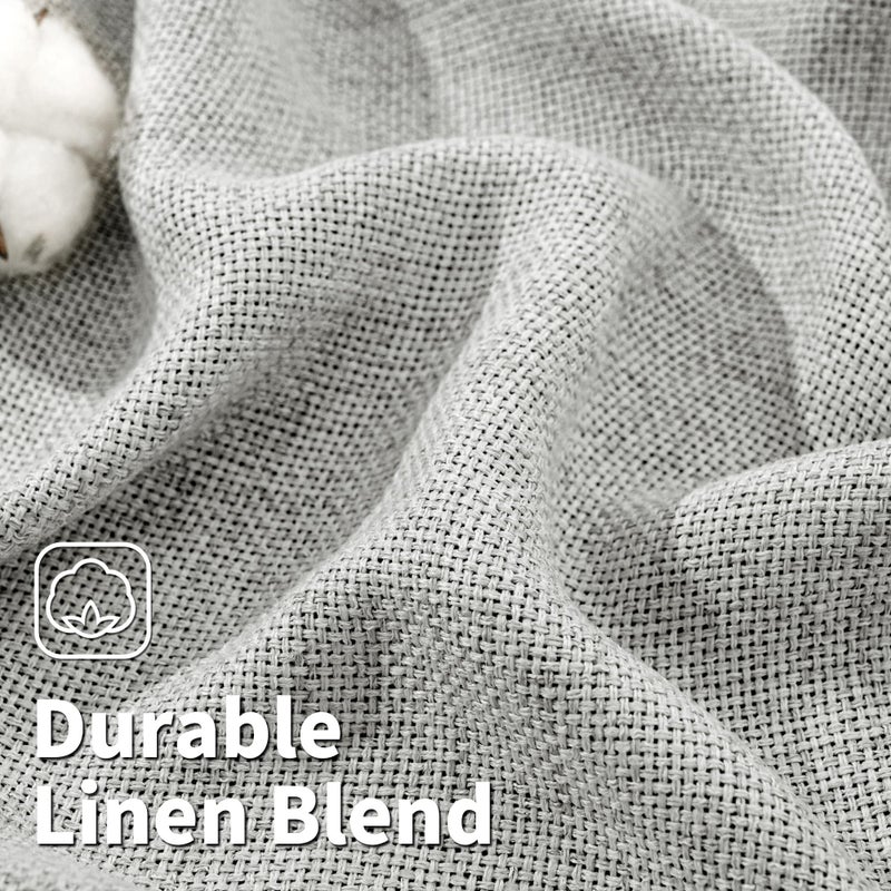 BGment بجلات فو ، الستائر رمادية رمادية لغرفة المعيشة مصباح تصفية الخصوصية الخيش المزخرف الستائر مزرعة ديكور غرفة المعيشة الستائر 2 لوحات 52 × 90 بوصة رمادية فاتحة - Image 3