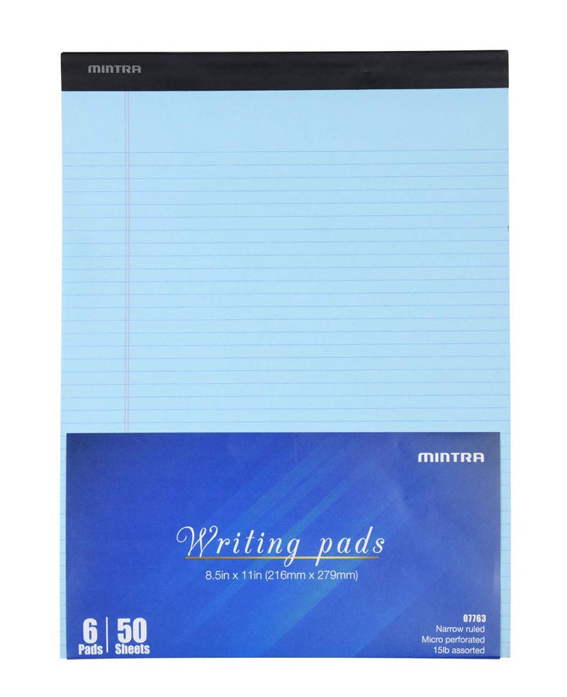 Mintra Office Legal Pads, ((Basic 6pk - (Pastel Version #2), 8.5in x 11in, Narrow Ruled)) - Image 2