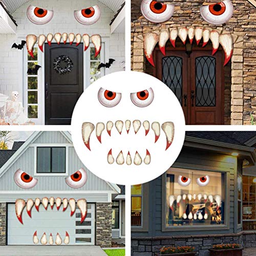 BinaryABC Monster Face Door Stickers - Garage & Archway Halloween Decorations, Haunted House Party Decor - Image 3