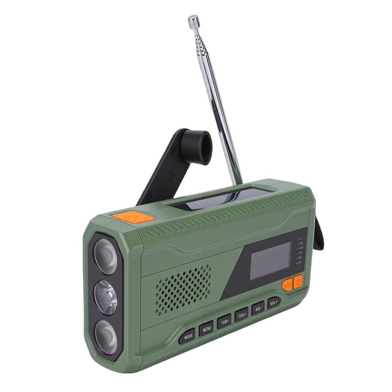 Emergency Radio with DAB FM Hand Crank Solar Power Bluetooth 4500mAh Battery LED Flashlight - Image 3