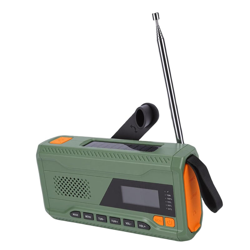 Emergency Radio with DAB FM Hand Crank Solar Power Bluetooth 4500mAh Battery LED Flashlight - Image 4