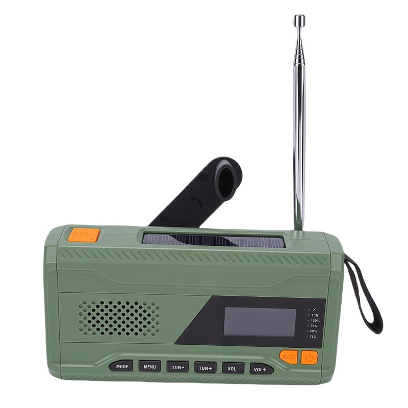 Emergency Radio with DAB FM Hand Crank Solar Power Bluetooth 4500mAh Battery LED Flashlight - Image 2