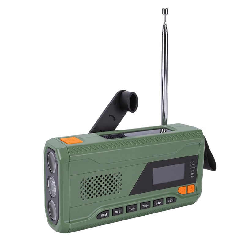 Emergency Radio with DAB FM Hand Crank Solar Power Bluetooth 4500mAh Battery LED Flashlight - Image 5