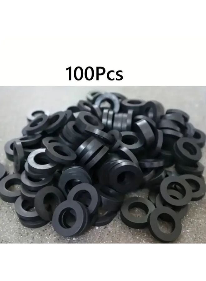 100pcs Black Rubber Washer Rings Shower Hose Sealing Gaskets Durable Flexible Plumbing - Image 1