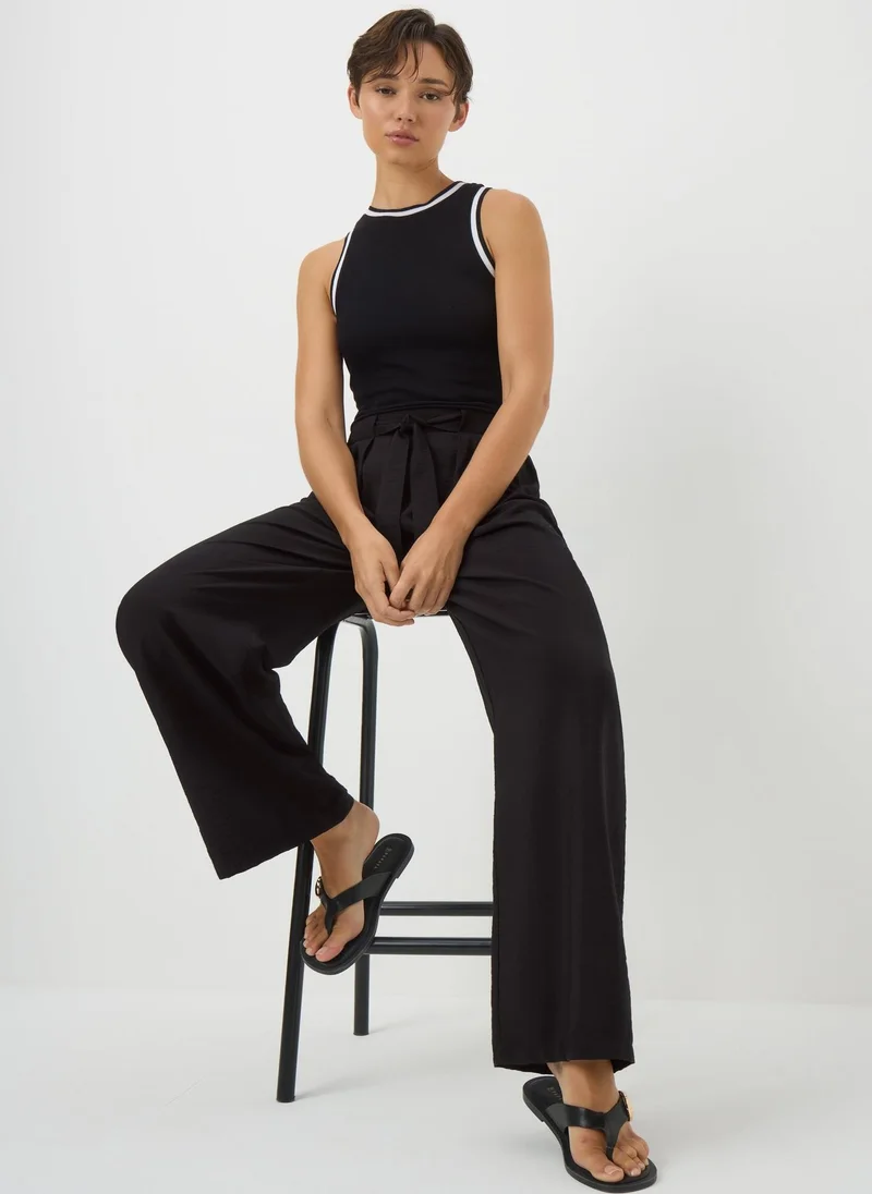 Matalan Black Tie Waist Wide Leg Trousers