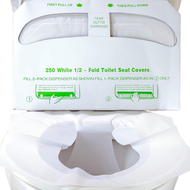 Mop Mob Biodegradable Half-Fold Toilet Seat Covers 500 Pk. Self-Flushing, Disposable Potty Papers Keep Toilets Clean and Family Healthy. Sanitary Paper Safety Covers for Commercial, Home, Travel and Kids Use - Image 1
