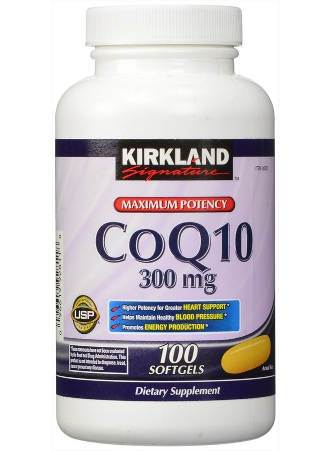 Kirkland كيركلاند سيغنيتشر COQ10 100 كبسولة لينة، 300 ملغ، 6.4 أونصة - Image 1