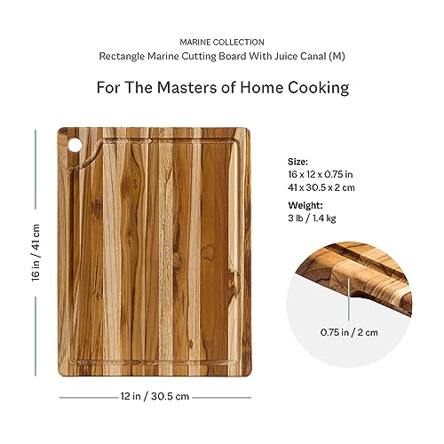 Teakhaus Teak Cutting Board - Rectangle Edge Grain Board With Corner Hole And Juice Canal (16 x 12 x .5 in.) - Image 2
