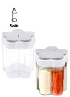 Excefore 2 Pack 5 in 1 Clear Plastic Container Jars , Plastic Salt and Pepper Shaker, Seasoning Storage Containers, Suitable For Camping, Hiking, Barbecue, Travel And Kitchen  - Image 1