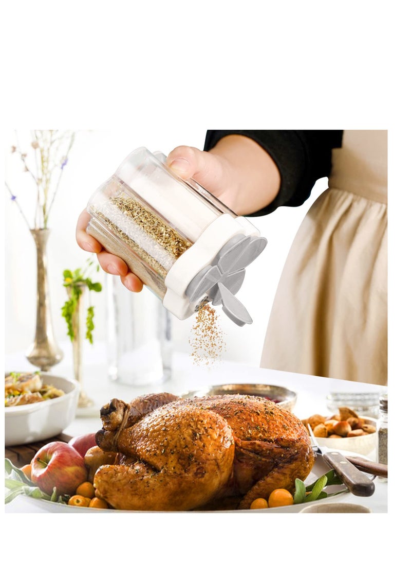 Excefore 2 Pack 5 in 1 Clear Plastic Container Jars , Plastic Salt and Pepper Shaker, Seasoning Storage Containers, Suitable For Camping, Hiking, Barbecue, Travel And Kitchen - Image 5