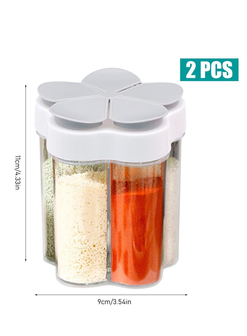 Excefore 2 Pack 5 in 1 Clear Plastic Container Jars , Plastic Salt and Pepper Shaker, Seasoning Storage Containers, Suitable For Camping, Hiking, Barbecue, Travel And Kitchen - Image 2
