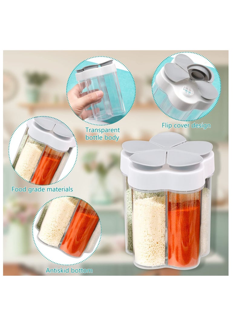 Excefore 2 Pack 5 in 1 Clear Plastic Container Jars , Plastic Salt and Pepper Shaker, Seasoning Storage Containers, Suitable For Camping, Hiking, Barbecue, Travel And Kitchen - Image 3