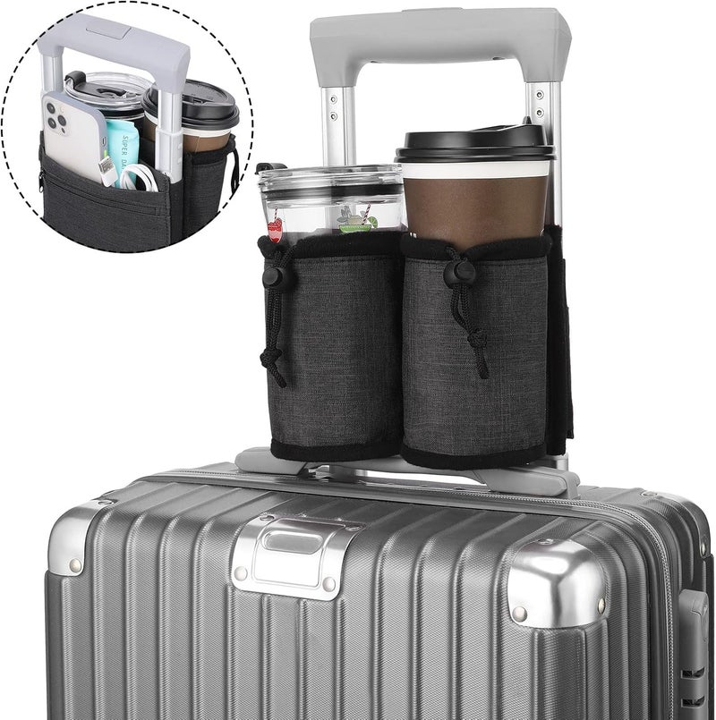 Kajaia Luggage Cup Holder Travel Cup Holder Luggage Cup Holder Attachment Drinks Carrier for Drink Beverages Coffee Mugs (Black),-Travel Holder-01 - Image 4