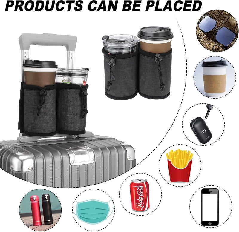 Kajaia Luggage Cup Holder Travel Cup Holder Luggage Cup Holder Attachment Drinks Carrier for Drink Beverages Coffee Mugs (Black),-Travel Holder-01 - Image 5