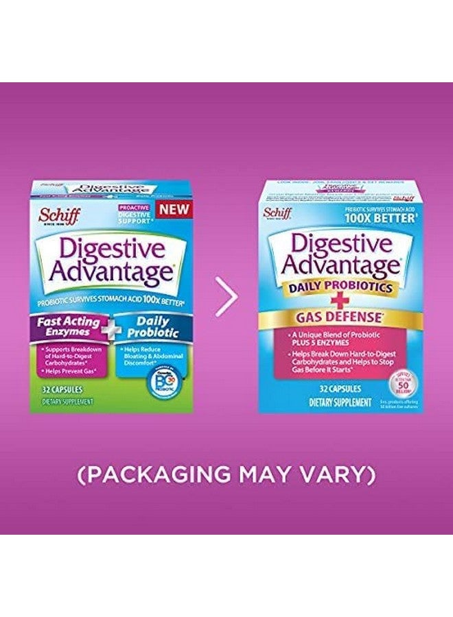 Digestive Advantage إنزيمات سريعة المفعول بالإضافة إلى كبسولات بروبيوتيك يومية 32 عدداً في علبة تساعد في دعم تفكيك الأطعمة الصعبة الهضم وتساعد في منع الغازات* تدعم الصحة الهضمية والمناعية* - Image 2