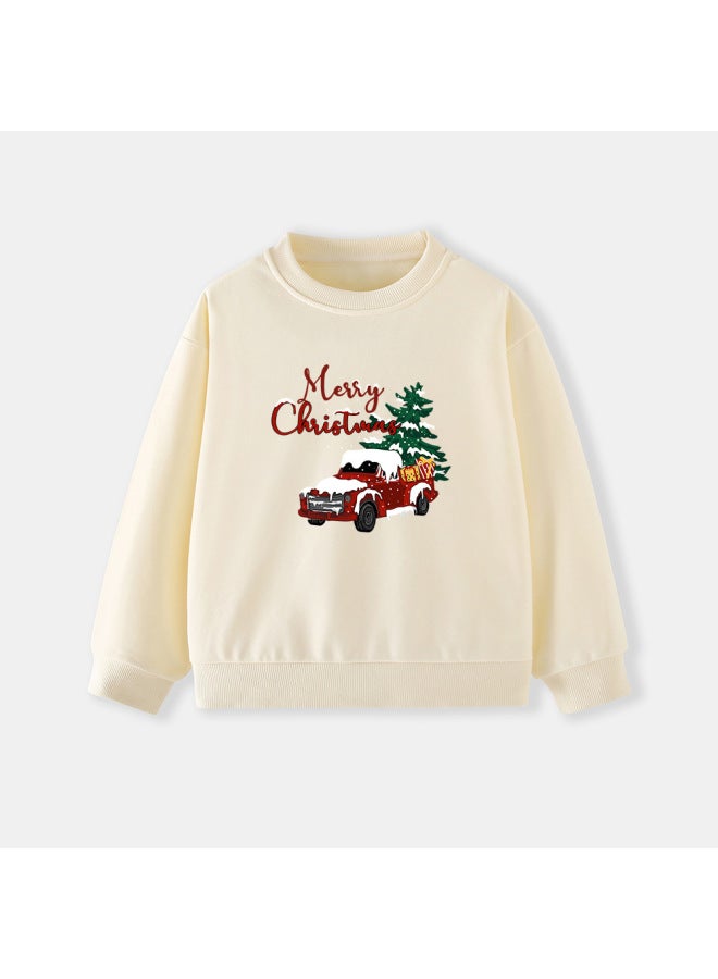 Little Bitty Children's Autumn Style Sweatshirt Knitted New Christmas Round Neck Long Sleeve Car Print Clothing - Image 1