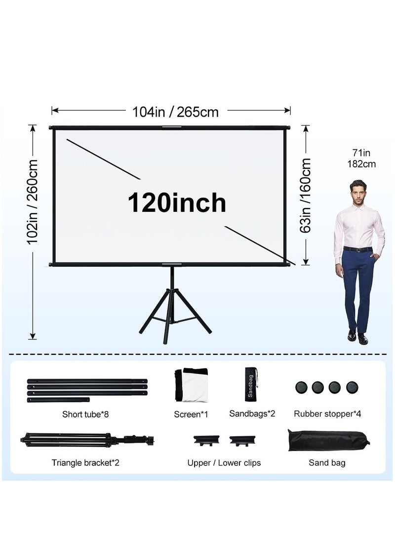FlashHawk Portable 120 inch 16:9 Foldable Projection Screen Soft Curtain With Tripod Stand and Carrying Bag for Indoor Outdoor Home Theater Backyard Cinema Travel - Image 2