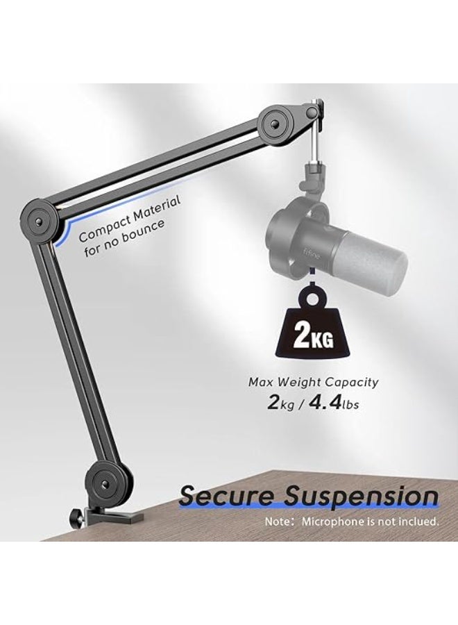 FIFINE Microphone Arm Stand-Heavy Duty Boom Arm, Suspension Scissor Adjustable Mic Stand with Desk Mount, 5/8" Screw, Cable Ties, for Recording Gaming Streaming Podcasting-BM63 - Image 4