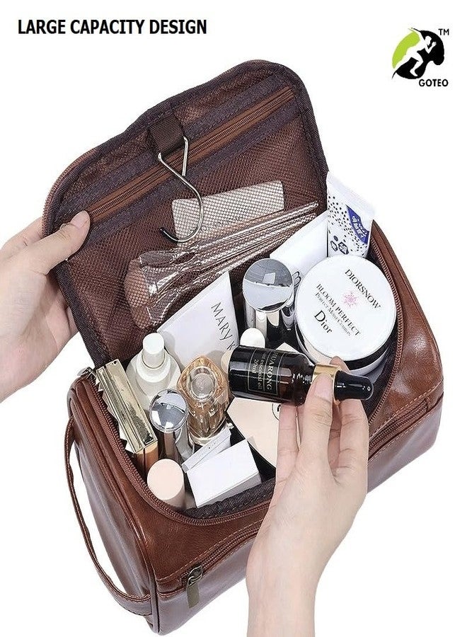 GOTEO Makeup Pouch Bag for Women with Waterproof Pockets with 3 Zippered Pockets, Cosmetic Toiletry Pouch for Women with Premium Leather and Branded Zippers (Tan Brown) - Image 5