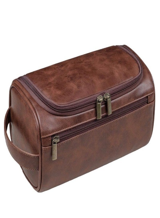 GOTEO Makeup Pouch Bag for Women with Waterproof Pockets with 3 Zippered Pockets, Cosmetic Toiletry Pouch for Women with Premium Leather and Branded Zippers (Tan Brown) - Image 1