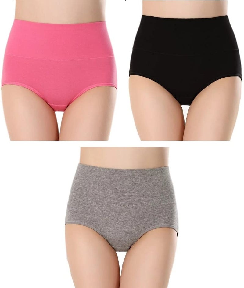 PLUMBURY Women's Cotton High Waist Full Coverage Panty, Size M-XXL (Pack of 3 Panty) - Image 1
