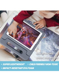 Procases Kids Case For Ipad 10.2 Inch 9Th 2021 8Th 2020 7Th 2019 Ipad Air 10.5 Inch 2019 Ipad Pro 10.5 Shockproof Convertible Handle Stand Cover Light Weight Kids Friendly Case For Ipad 9 8 7 Grey  - Image 3