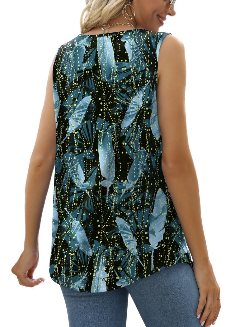Saloogoe Womens Tank Tops Casual Summer Vacation Outfits Dressy Sleeveless Blouses Fashion 2026 Resort Wear XL - Image 4