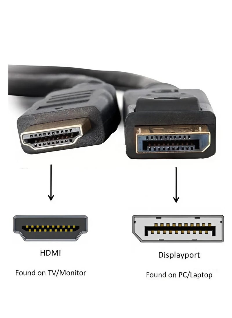 Generic DP to HDMI 4K Cable One-Way Transmission from PC Laptop GPU DP to HDMI LED Monitor Projector TV Support 1080P 1.8M-1 pc  - Image 2