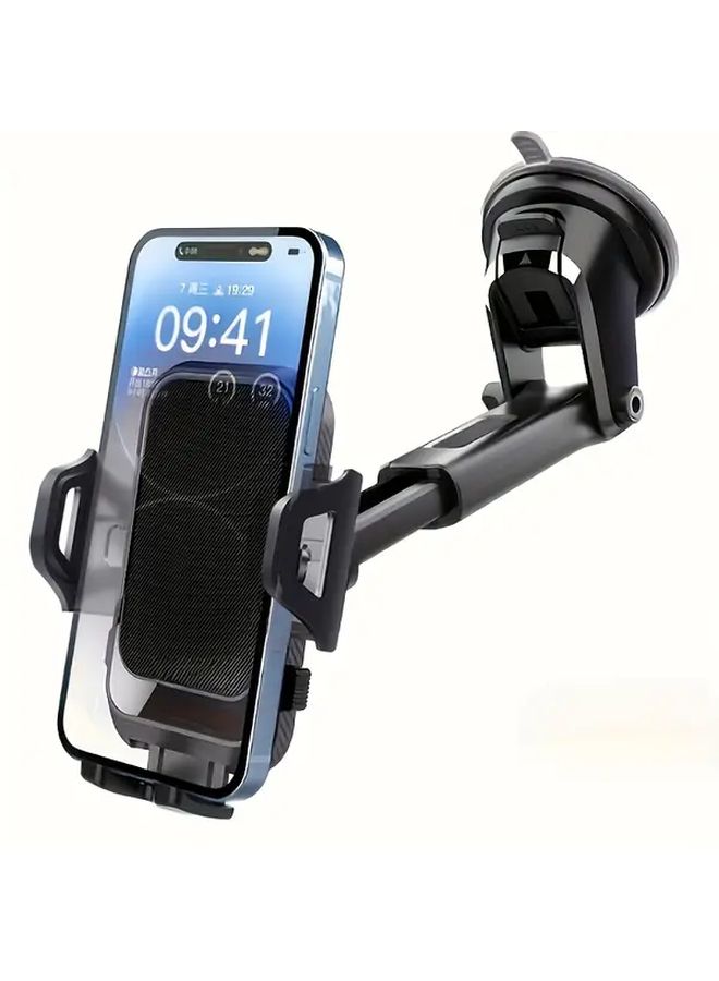 Black Car Vent Phone Mount With Suction Cup Adjustable Arm Anti Slip Gel Pad - Image 1