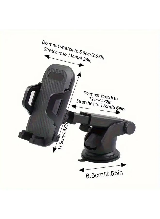 Black Car Vent Phone Mount With Suction Cup Adjustable Arm Anti Slip Gel Pad - Image 2