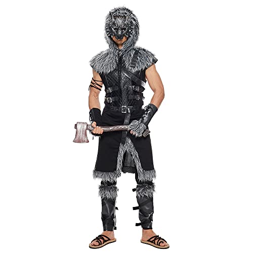 EraSpooky Men Werewolf Costume Adult Viking Wolf Halloween Cosplay Suit - Image 3