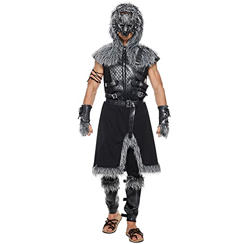 EraSpooky Men Werewolf Costume Adult Viking Wolf Halloween Cosplay Suit - Image 1