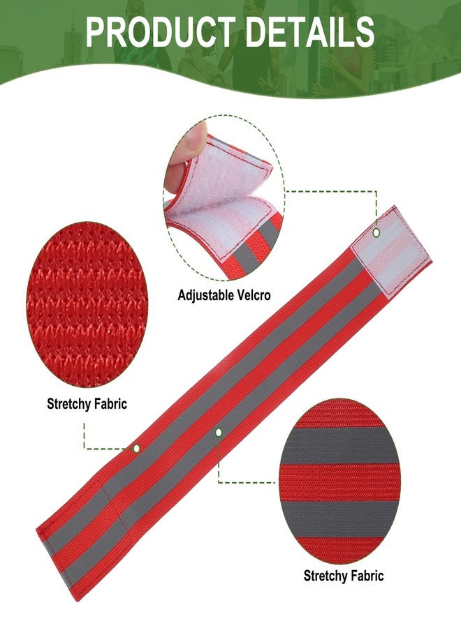 PATIKIL Adjustable Reflective Running Bands for Wrist Arm Ankle Leg 13.8x1.9Inch, 4 Pack High Visibility Reflective Armbands Gear for Women Men Night Running Walking Cycling, Red - Image 3
