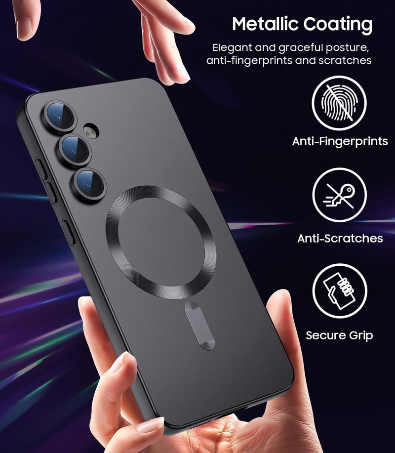 DIZORO Samsung A17 5g Case, Compatible with Mag Safe Back Cover, Matte Luxury Metallic Luster Flexible TPU Wireless Charging Shockproof Case with Camera Protector Lens (Black) - Image 5