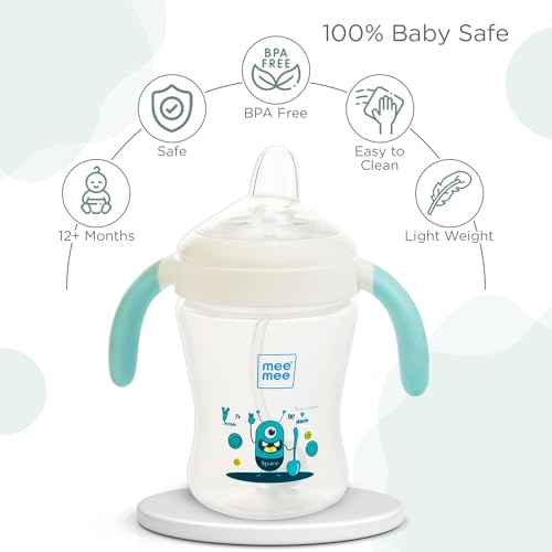 Mee Mee Baby Trainer Sippy Cup | Soft Spout, Leakproof Sipper for Toddlers | Dual Handle for Easy Grip | Non -Toxic, Lightweight & BPA Free, Blue (240 Ml) - Image 2