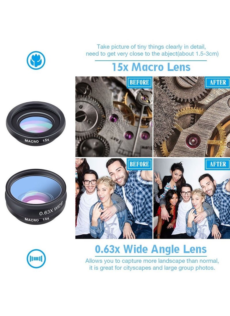 APEXEL - APEXEL 10 in 1 Phone Camera Lens Kit Fisheye Wide Angle Macro Lens CPL Filter Kaleidoscope and 2X Telescope Lens for Smartphone - Image 1