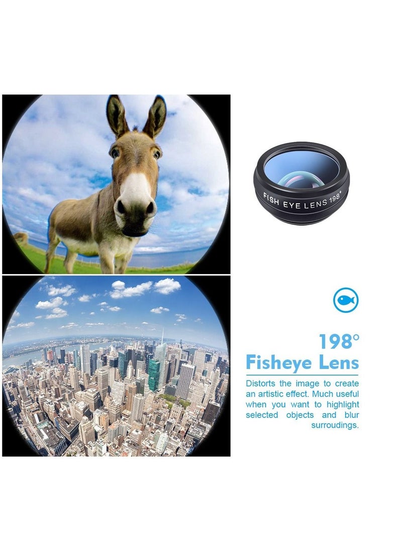 APEXEL - APEXEL 10 in 1 Phone Camera Lens Kit Fisheye Wide Angle Macro Lens CPL Filter Kaleidoscope and 2X Telescope Lens for Smartphone - Image 1