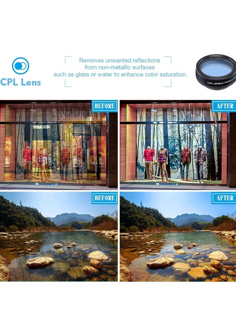 APEXEL - APEXEL 10 in 1 Phone Camera Lens Kit Fisheye Wide Angle Macro Lens CPL Filter Kaleidoscope and 2X Telescope Lens for Smartphone - Image 1