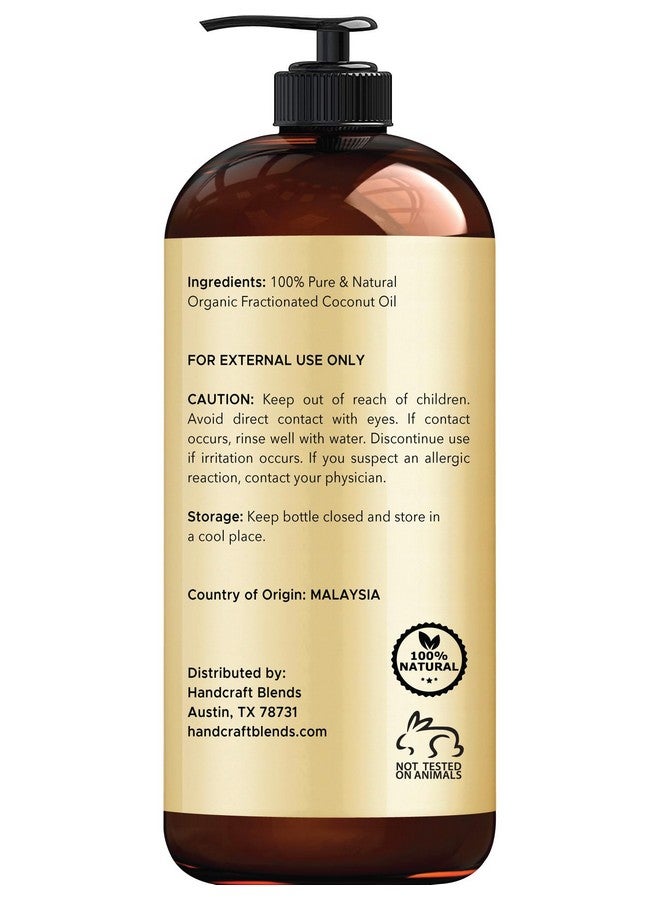 handcraft Blends Organic Fractionated Coconut Oil - 16 Fl Oz - 100% Pure And Natural - Premium Grade Oil For Skin And Hair - Carrier Oil - Hair And Body Oil - Massage Oil - Image 1