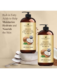 handcraft Blends Organic Fractionated Coconut Oil - 16 Fl Oz - 100% Pure And Natural - Premium Grade Oil For Skin And Hair - Carrier Oil - Hair And Body Oil - Massage Oil  - Image 4