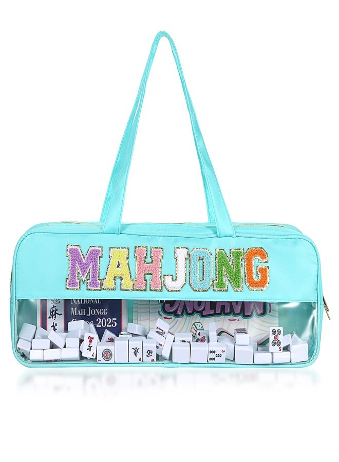 Hoowen Empty Mahjong Bag, Mahjong Tile Storage Bag Only, American Mahjong Accessories Organizer for Tiles and Racks, Portable Mahjong Holder Carrying Case for Game Party Travel Gathering, Green - Image 1