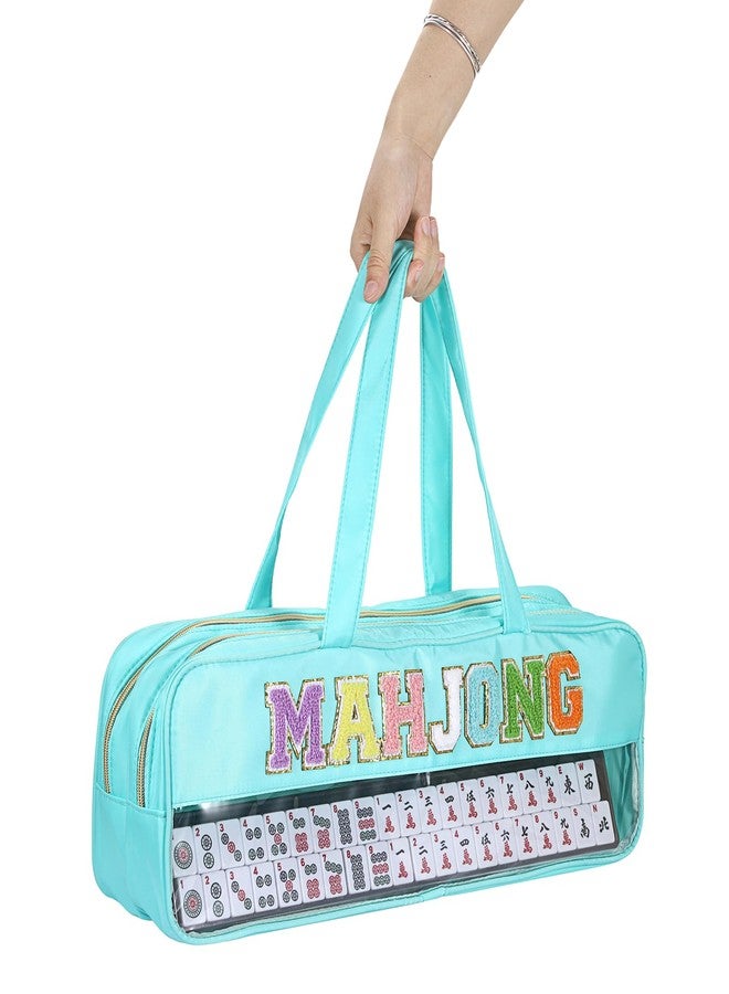 Hoowen Empty Mahjong Bag, Mahjong Tile Storage Bag Only, American Mahjong Accessories Organizer for Tiles and Racks, Portable Mahjong Holder Carrying Case for Game Party Travel Gathering, Green - Image 3