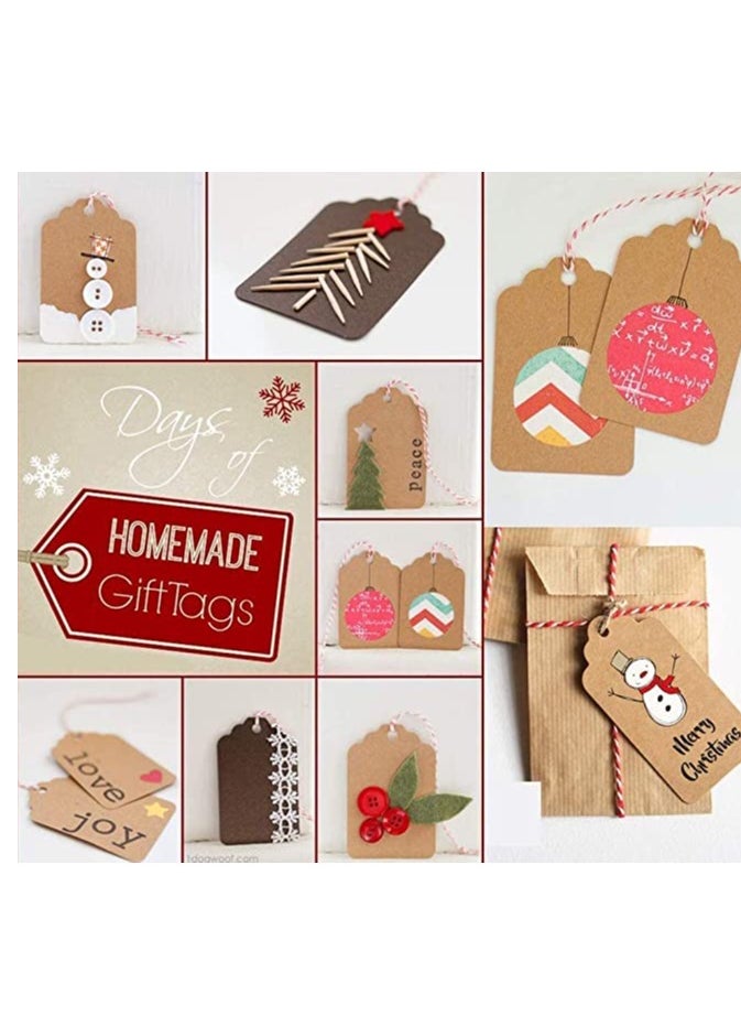 SYOSI Kraft Paper Tags Set, Kraft Paper Blank Gift Tags with 10 Meters Twine for Arts and Crafts, Wedding Valentine's Birthday and Holiday for DIY Crafts & Price Tags Labels (100PCS)  - Image 2
